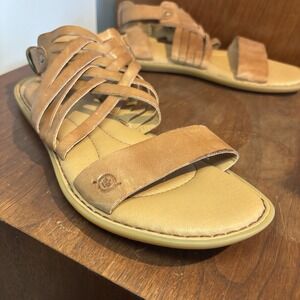 Born Tropi Leather Gladiator Sandals Tan Women‎ Size 8M Comfort Casual Boho